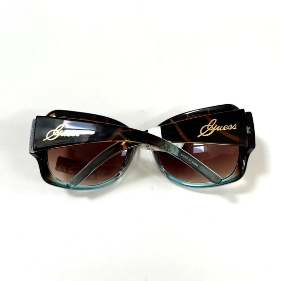 New GUESS Oversized Sunglasses GUF200 Acetate Gradient Blue Tortoise Shell main image 5